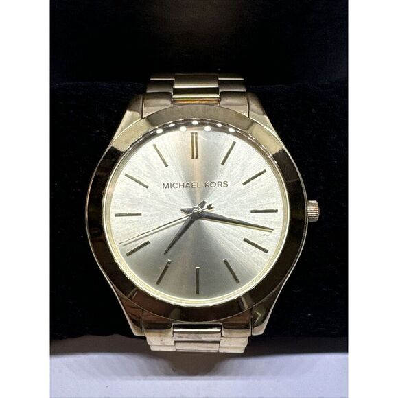 Michael Kors Slim Runway MK3179 Women's Gold Tone Analog Dial Wrist Watch JNA219 - Picture 1 of 11